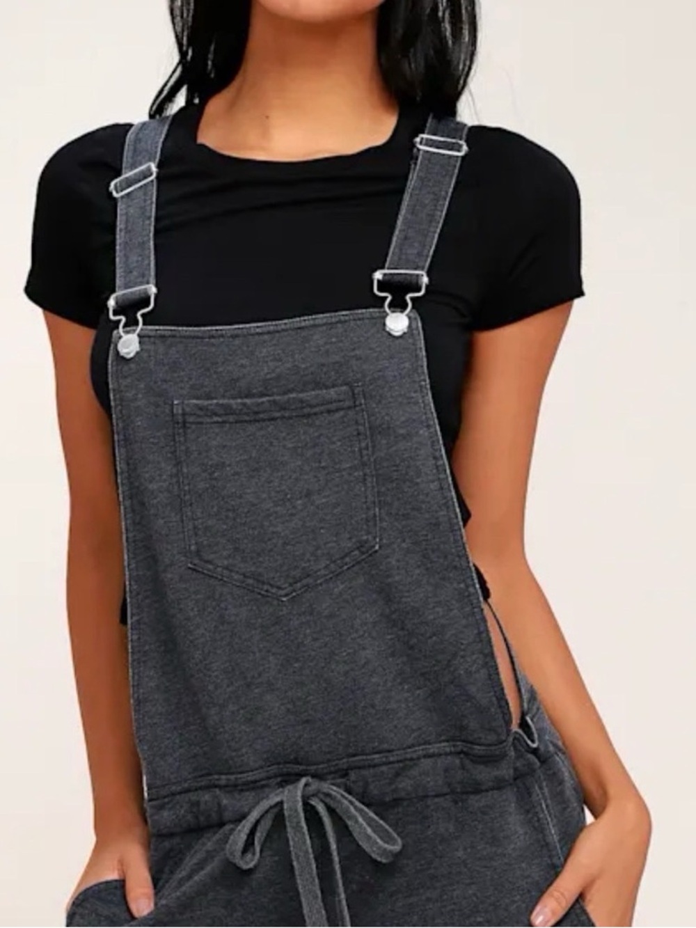 Women’s Grey Knit Overalls Jumpsuit